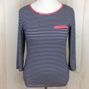 Anthropologie Robin K striped 3/4 sleeve top Large